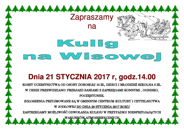 Gmina Jodłowa Zaproszenie Na Kulig